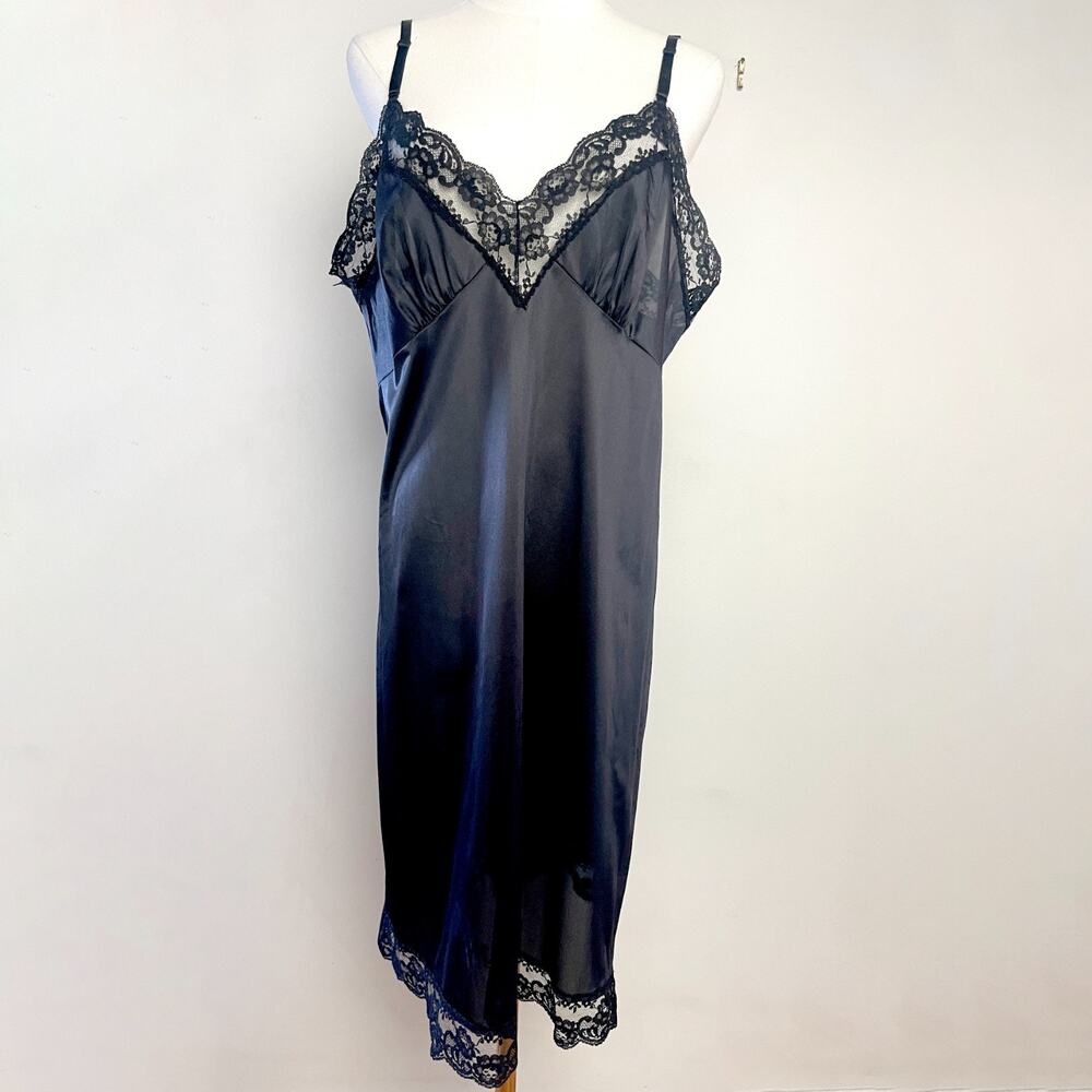 Vintage Satin Lace Babydoll Slip Dress Nightgown Sz M Coquette Lingerie Feminine